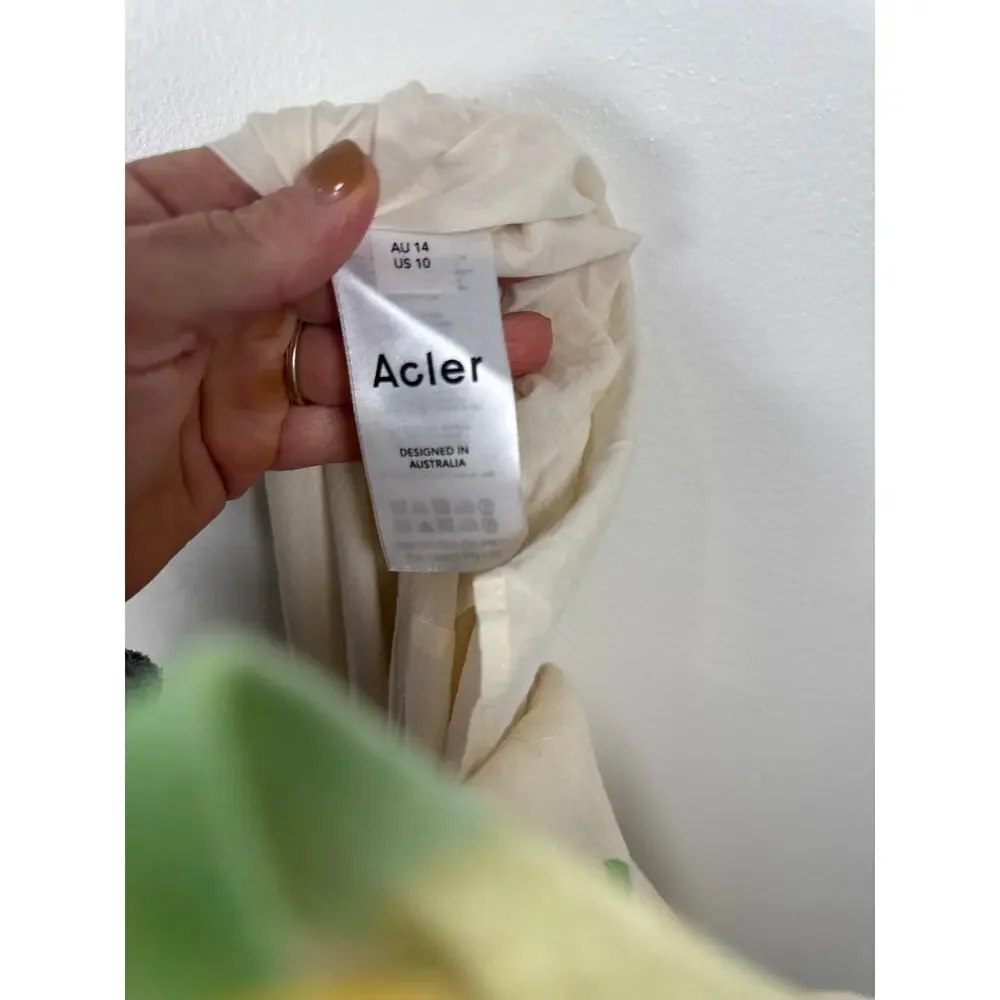 Acler Tate Square-Neck Floral Linen Midi Dress, Size 10 - Picture 4 of 8